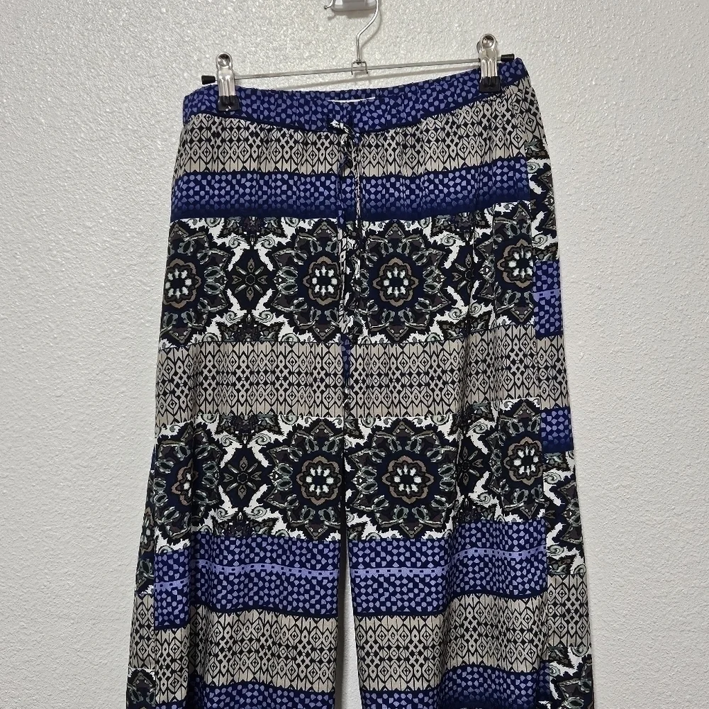 Umgee elastic waist wide leg boho style pants size medium